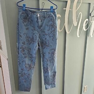 Chico's Blue Floral Ankle Jeans